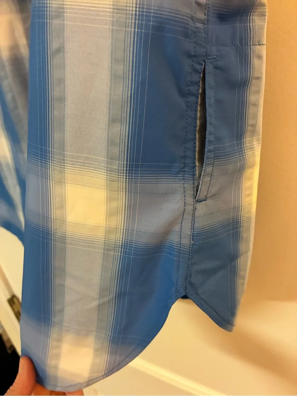 Eddie Bauer Women's Mountain Sleeveless Shirt Ocean Plaid Size XL Tall - Picture 8 of 12